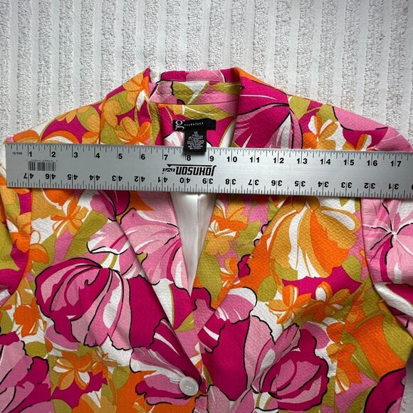 G Signature Women's Floral Print Button Front Embossed Blazer Multicolor 12 - Picture 5 of 7